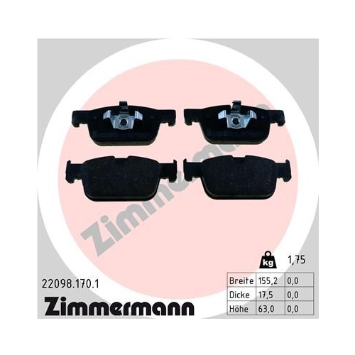 Bremsbelagsatz, Scheibenbremse ZIMMERMANN 22098.170.1 f&uuml;r VOLVO, Vorderachse
