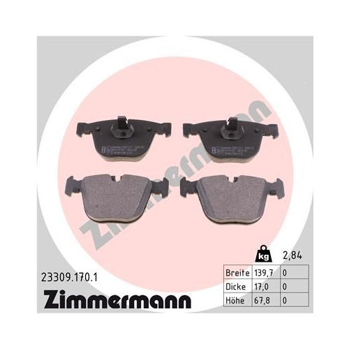 Bremsbelagsatz, Scheibenbremse ZIMMERMANN 23309.170.1 f&uuml;r BMW ROLLS-ROYCE