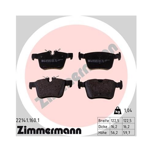 Bremsbelagsatz, Scheibenbremse ZIMMERMANN 22141.160.1 f&uuml;r JAGUAR VOLVO