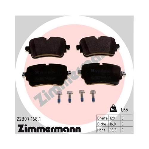 Bremsbelagsatz, Scheibenbremse ZIMMERMANN 22307.168.1 f&uuml;r AUDI VAG, Hinterachse