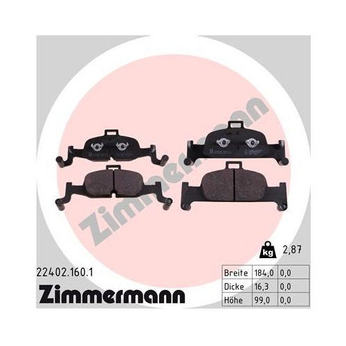 Bremsbelagsatz, Scheibenbremse ZIMMERMANN 22402.160.1 f&uuml;r AUDI AUDI (FAW)