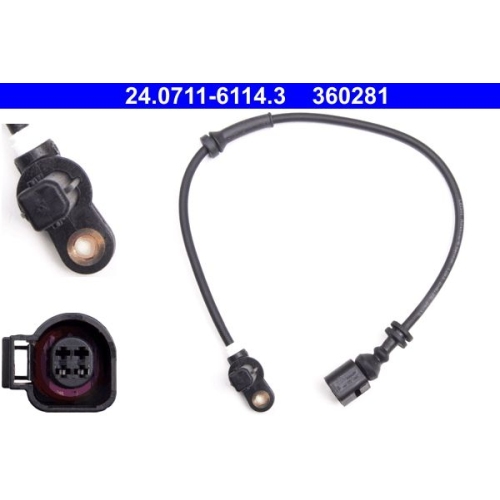 Sensor, Raddrehzahl ATE 24.0711-6114.3 f&uuml;r FORD SEAT VAG BENTLEY, Vorderachse