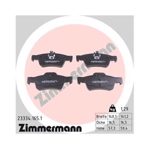 Bremsbelagsatz, Scheibenbremse ZIMMERMANN 23334.165.1 f&uuml;r MERCEDES-BENZ