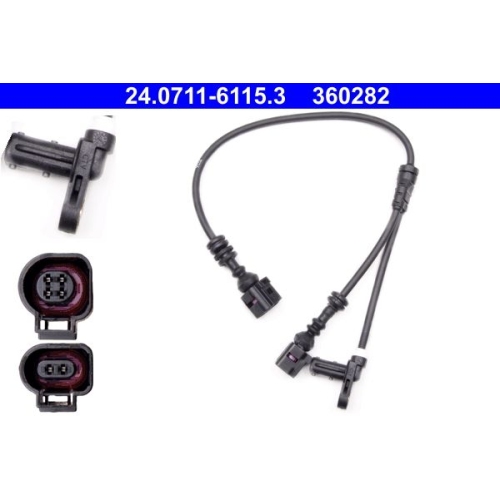 Sensor, Raddrehzahl ATE 24.0711-6115.3 f&uuml;r FORD SEAT VAG BENTLEY, Vorderachse