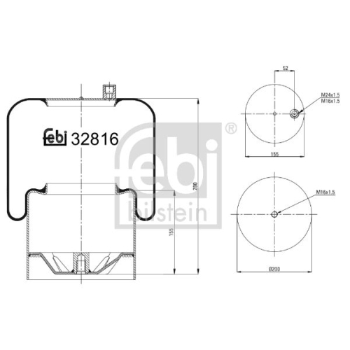 Febi Bilstein 32816 Luftfederbalg mit Stahlkolben , 1 St&uuml;ck