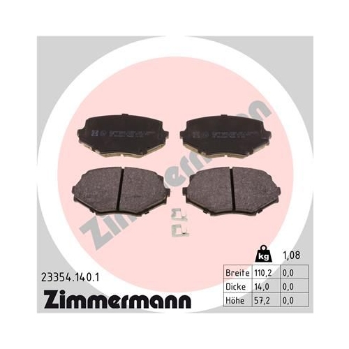 Bremsbelagsatz, Scheibenbremse ZIMMERMANN 23354.140.1 f&uuml;r MAZDA, Vorderachse