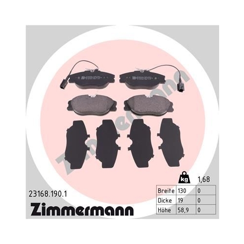 Bremsbelagsatz, Scheibenbremse ZIMMERMANN 23168.190.1 f&uuml;r ALFA ROMEO FIAT LANCIA