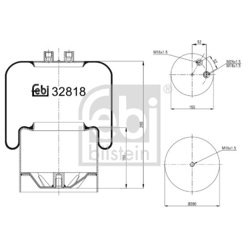 Febi Bilstein 32818 Luftfederbalg mit Stahlkolben , 1 St&uuml;ck
