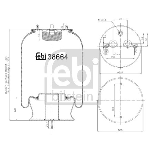 Febi Bilstein 38664 Luftfederbalg mit Stahlkolben , 1 St&uuml;ck