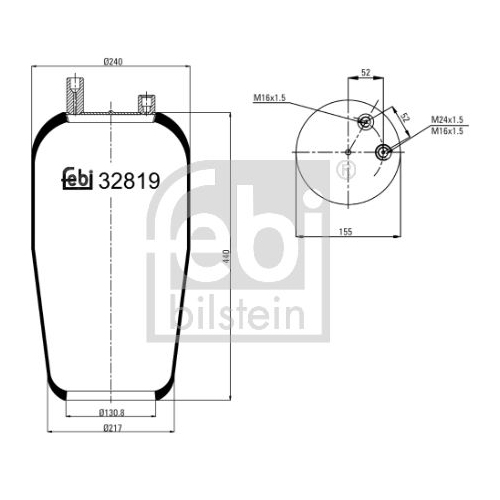 Febi Bilstein 32819 Luftfederbalg ohne Kolben , 1 St&uuml;ck