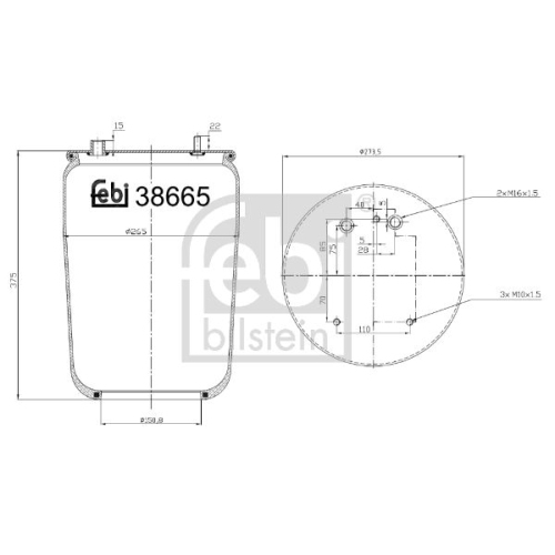 Febi Bilstein 38665 Luftfederbalg ohne Kolben , 1 St&uuml;ck