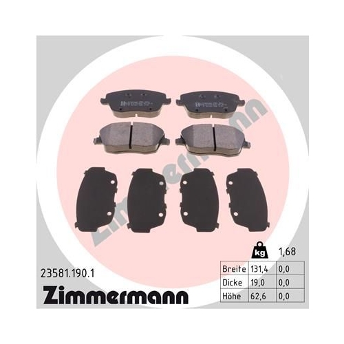 Bremsbelagsatz, Scheibenbremse ZIMMERMANN 23581.190.1 f&uuml;r VAG, Vorderachse
