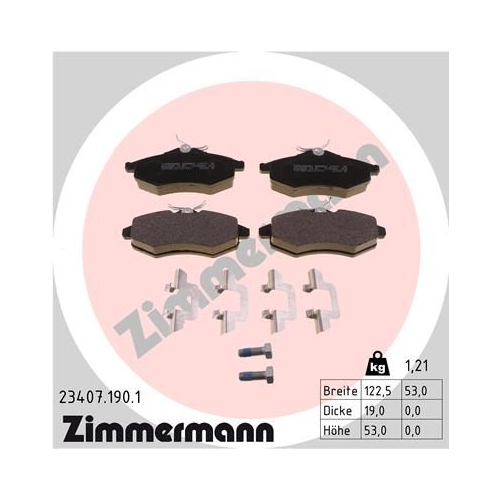 Bremsbelagsatz, Scheibenbremse ZIMMERMANN 23407.190.1 f&uuml;r CITRO&Euml;N/PEUGEOT