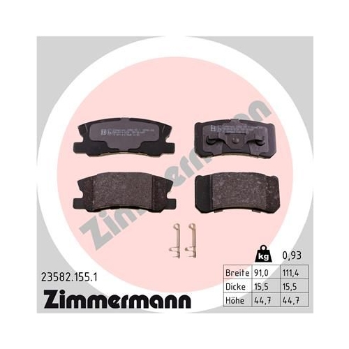 Bremsbelagsatz, Scheibenbremse ZIMMERMANN 23582.155.1 f&uuml;r DODGE MITSUBISHI