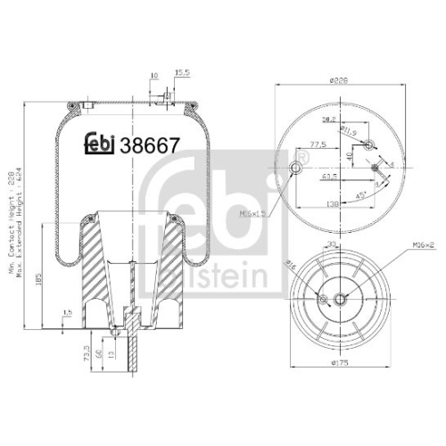 Febi Bilstein 38667 Luftfederbalg mit Stahlkolben und Kolbenstange , 1 St&uuml;ck