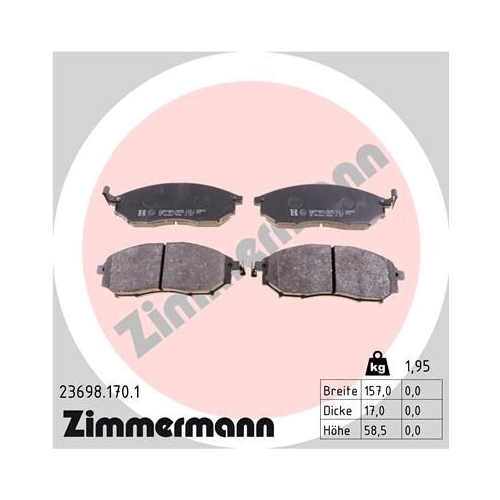 Bremsbelagsatz, Scheibenbremse ZIMMERMANN 23698.170.1 f&uuml;r NISSAN RENAULT