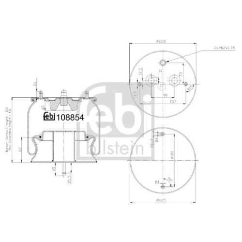 Febi Bilstein 108854 Luftfederbalg mit Stahlkolben, 1 St&uuml;ck
