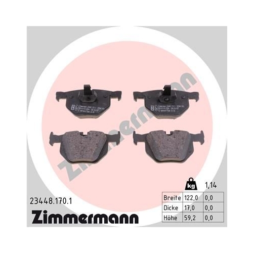 Bremsbelagsatz, Scheibenbremse ZIMMERMANN 23448.170.1 f&uuml;r BMW, Hinterachse