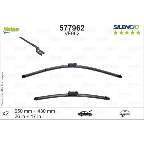 Valeo Silencio Wiper FB OE VF962 (x2) 577962 Wischerblatt