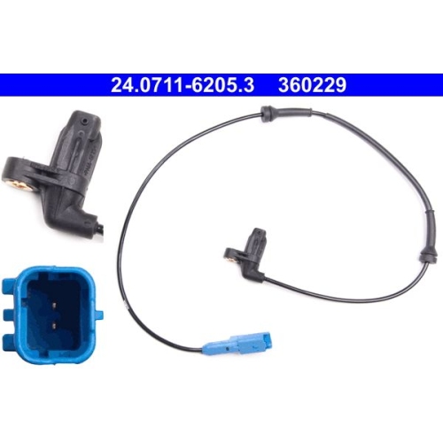 Sensor, Raddrehzahl ATE 24.0711-6205.3 f&uuml;r PEUGEOT, Vorderachse