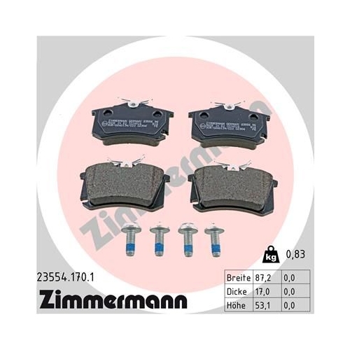 Bremsbelagsatz, Scheibenbremse ZIMMERMANN 23554.170.1 f&uuml;r FIAT FORD SKODA VW VAG