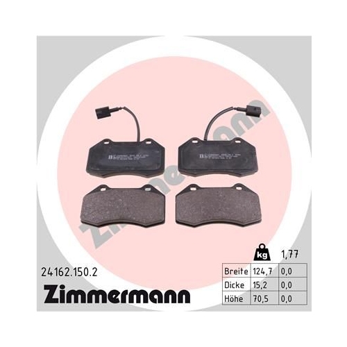 Bremsbelagsatz, Scheibenbremse ZIMMERMANN 24162.150.2 f&uuml;r ALFA ROMEO FIAT