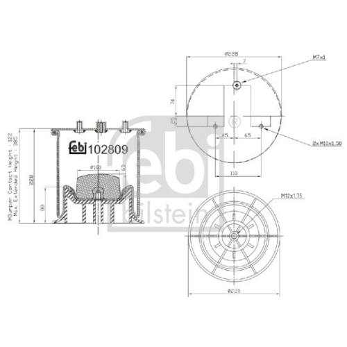 Febi Bilstein 102809 Luftfederbalg mit Kunststoffkolben , 1 St&uuml;ck