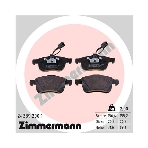 Bremsbelagsatz, Scheibenbremse ZIMMERMANN 24339.200.1 f&uuml;r ALFA ROMEO