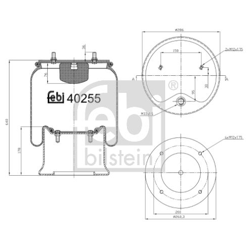 Febi Bilstein 40255 Luftfederbalg mit Stahlkolben, 1 St&uuml;ck