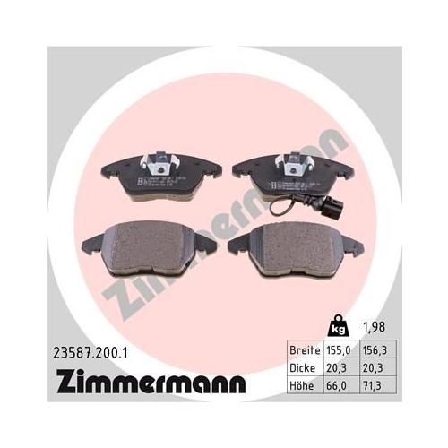 Bremsbelagsatz, Scheibenbremse ZIMMERMANN 23587.200.1 f&uuml;r AUDI VW VAG VW (FAW)