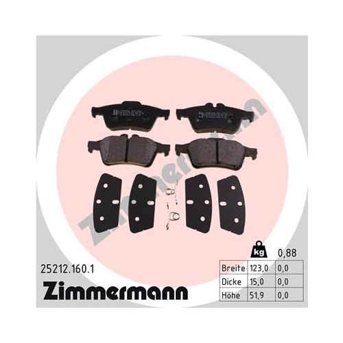 Bremsbelagsatz, Scheibenbremse ZIMMERMANN 25212.160.1 f&uuml;r FORD VOLVO