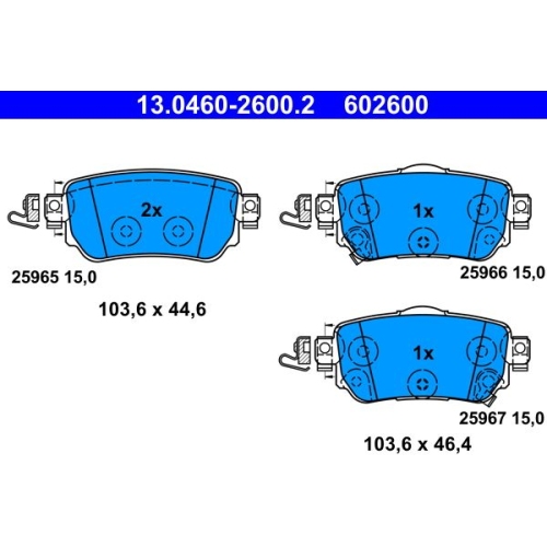 Bremsbelagsatz, Scheibenbremse ATE 13.0460-2600.2 f&uuml;r NISSAN RENAULT