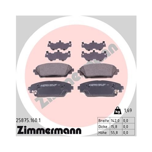 Bremsbelagsatz, Scheibenbremse ZIMMERMANN 25875.160.1 f&uuml;r MAZDA MAZDA (CHANGAN)