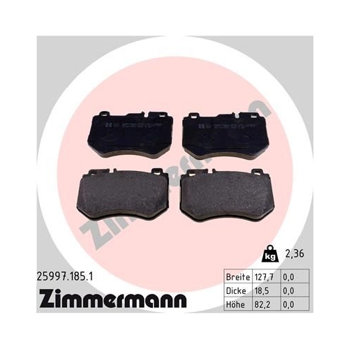 Bremsbelagsatz, Scheibenbremse ZIMMERMANN 25997.185.1 f&uuml;r MERCEDES-BENZ