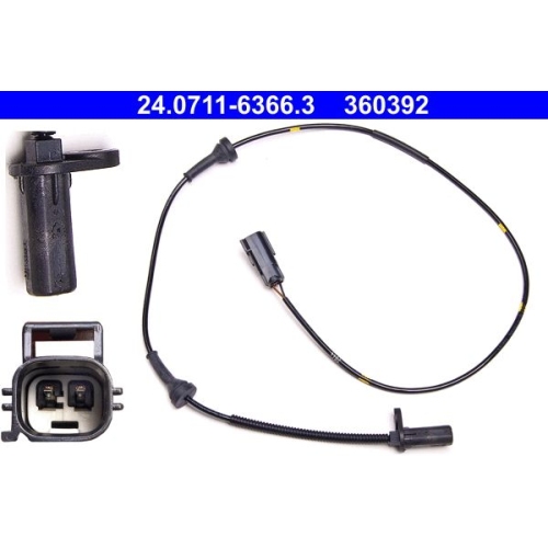 Sensor, Raddrehzahl ATE 24.0711-6366.3 f&uuml;r VOLVO, Vorderachse links