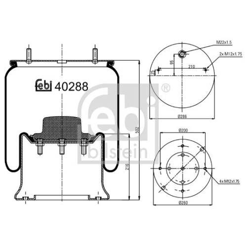 Febi Bilstein 40288 Luftfederbalg mit Stahlkolben, 1 St&uuml;ck