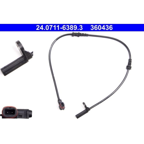 Sensor, Raddrehzahl ATE 24.0711-6389.3 f&uuml;r MERCEDES-BENZ, Vorderachse