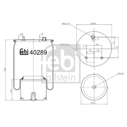Febi Bilstein 40289 Luftfederbalg mit Stahlkolben, 1 St&uuml;ck