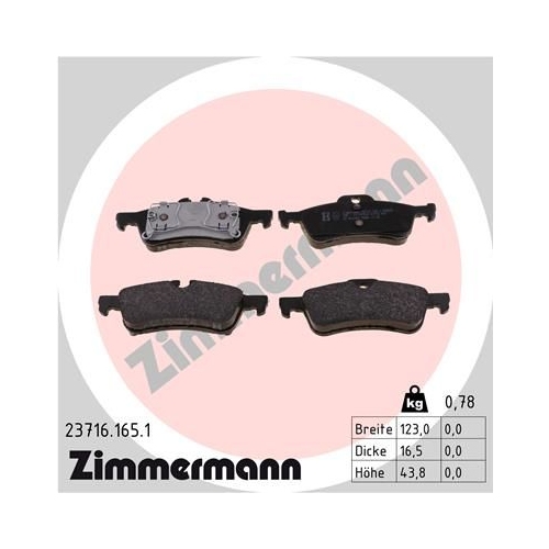 Bremsbelagsatz, Scheibenbremse ZIMMERMANN 23716.165.1 f&uuml;r BMW MINI, Hinterachse