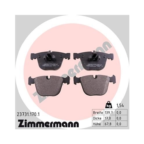Bremsbelagsatz, Scheibenbremse ZIMMERMANN 23731.170.1 f&uuml;r BMW, Hinterachse