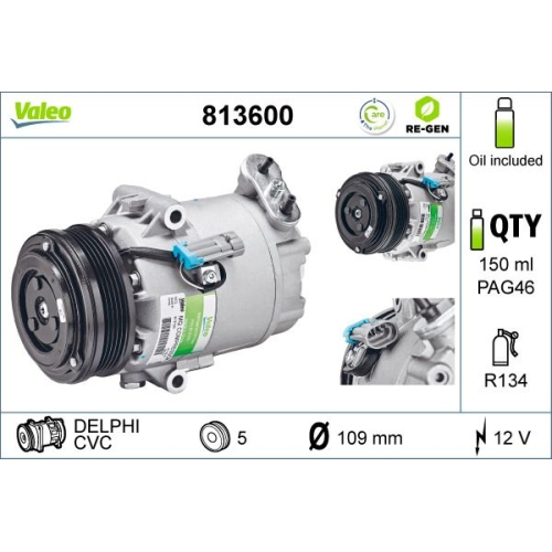 Kompressor, Klimaanlage VALEO 813600 AUSTAUSCHTEIL f&uuml;r OPEL VAUXHALL