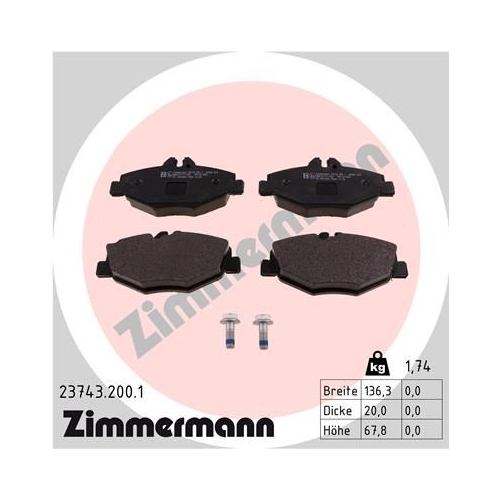 Bremsbelagsatz, Scheibenbremse ZIMMERMANN 23743.200.1 f&uuml;r MERCEDES-BENZ