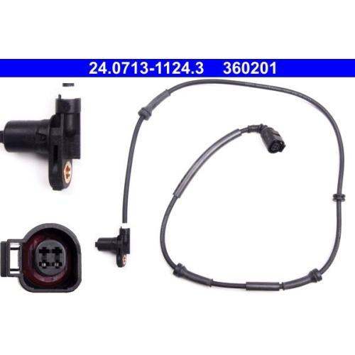 Sensor, Raddrehzahl ATE 24.0713-1124.3 f&uuml;r FORD SEAT VAG, Hinterachse links