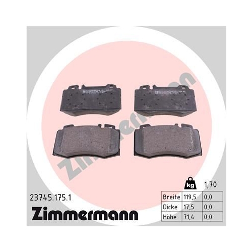 Bremsbelagsatz, Scheibenbremse ZIMMERMANN 23745.175.1 f&uuml;r MERCEDES-BENZ
