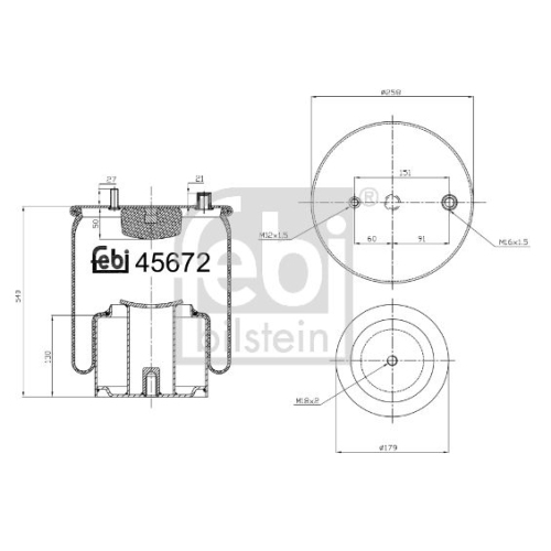 Febi Bilstein 1x 46280 Federbalg, Luftfederung f&uuml;r MAN, Hinterachse