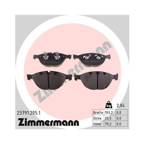 Bremsbelagsatz, Scheibenbremse ZIMMERMANN 23791.205.1 f&uuml;r BMW ROLLS-ROYCE