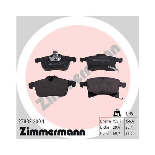 Bremsbelagsatz, Scheibenbremse ZIMMERMANN 23832.200.1 f&uuml;r OPEL GENERAL MOTORS