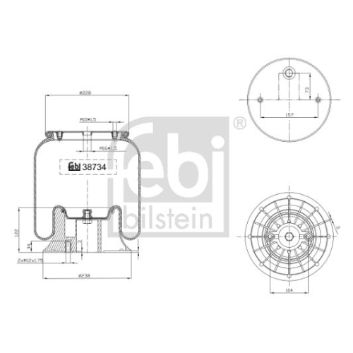 Febi Bilstein 38734 Luftfederbalg mit Kunststoffkolben , 1 St&uuml;ck
