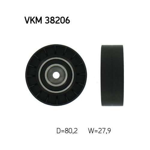 Umlenk-/F&uuml;hrungsrolle, Keilrippenriemen SKF VKM 38206 f&uuml;r BMW, mitte, oben