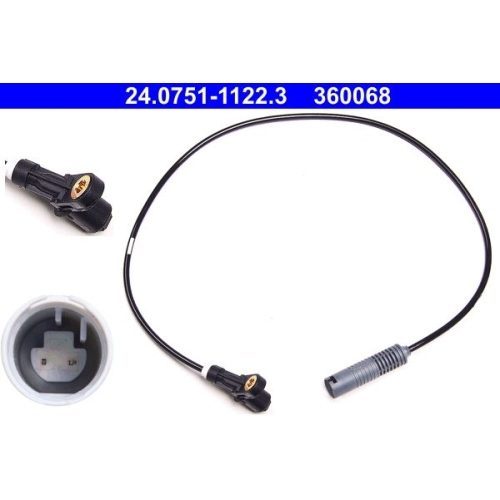 Sensor, Raddrehzahl ATE 24.0751-1122.3 f&uuml;r BMW, Hinterachse